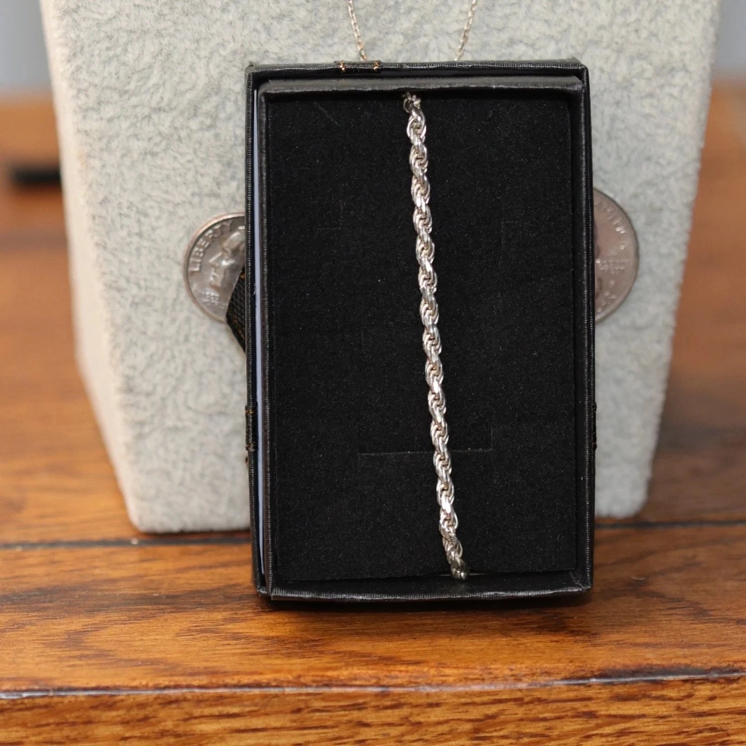 Vintage Sterling Silver Rope Chain Bracelet 7 Inch Italy 925 Twisted Link