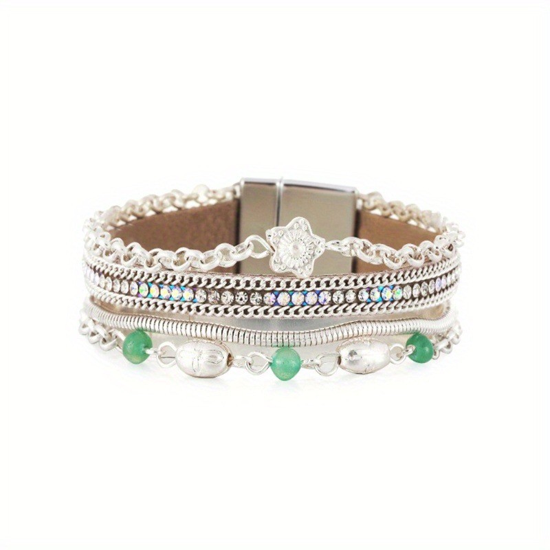 MultiLayer Boho Bracelet Bead Flower Charm Stack Cuff Bracelet Jewelry Gift