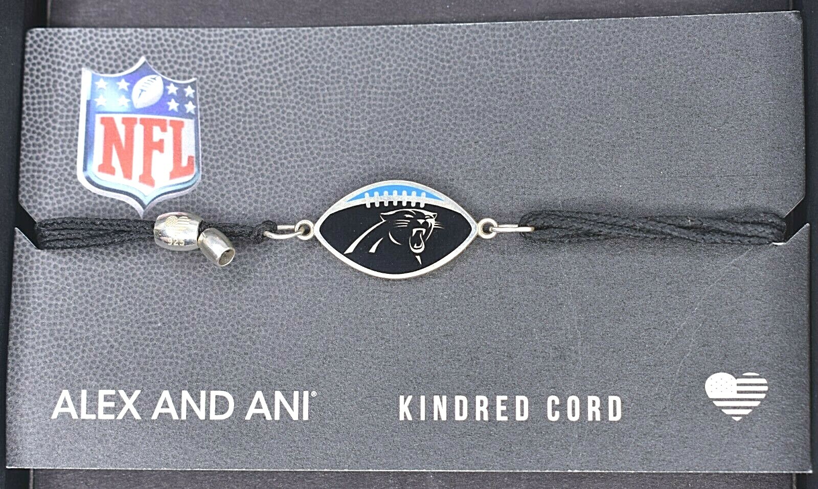 NEW Alex and Ani Carolina Panthers Kindred Pull Cord Sterling Silver Bracelet