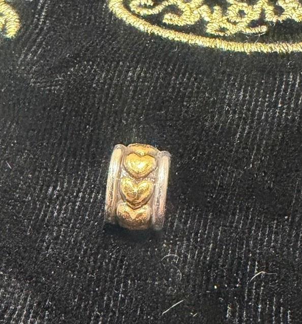 Brighton Silver Plated Rows of Gold Heart Mini Charm