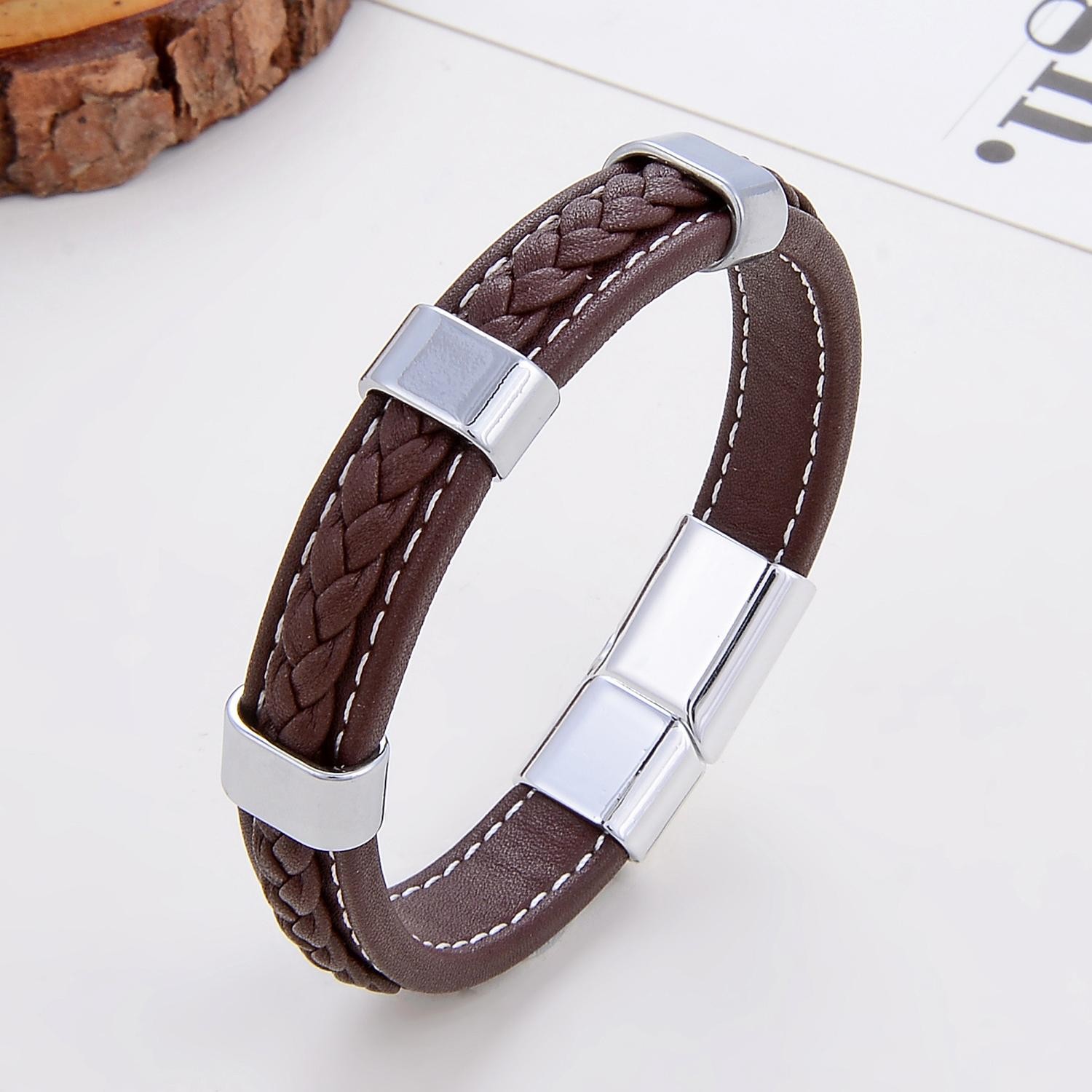 Classic Braided Leather Bracelet for Women & Men – Zinc Alloy Clasp Jewelry