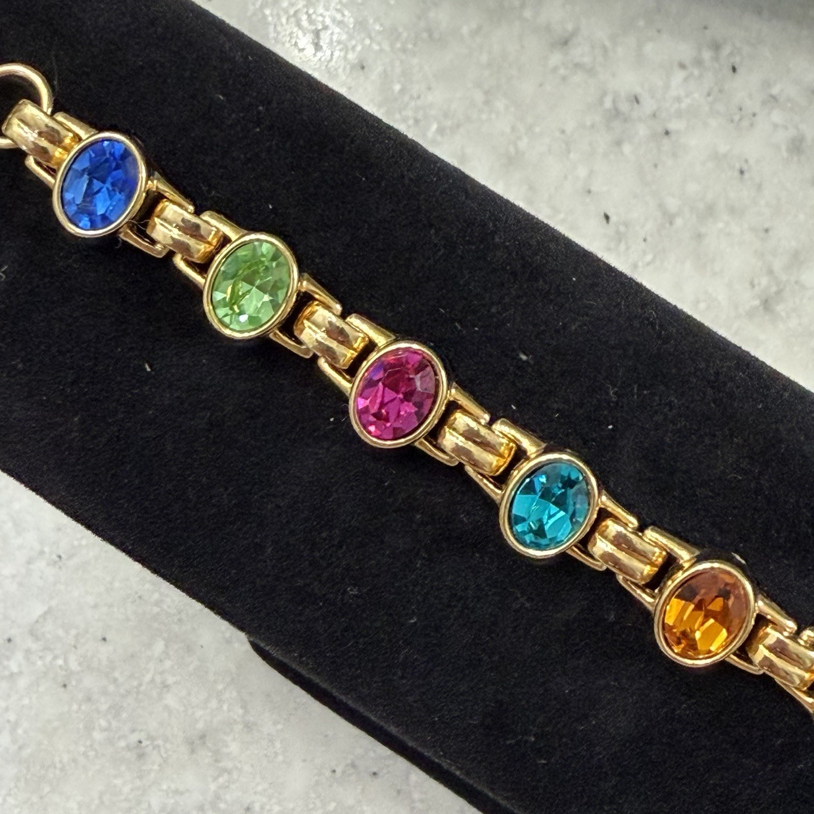 Vintage Swarovski Goldtone Multicolor Crystal Bracelet Signed.