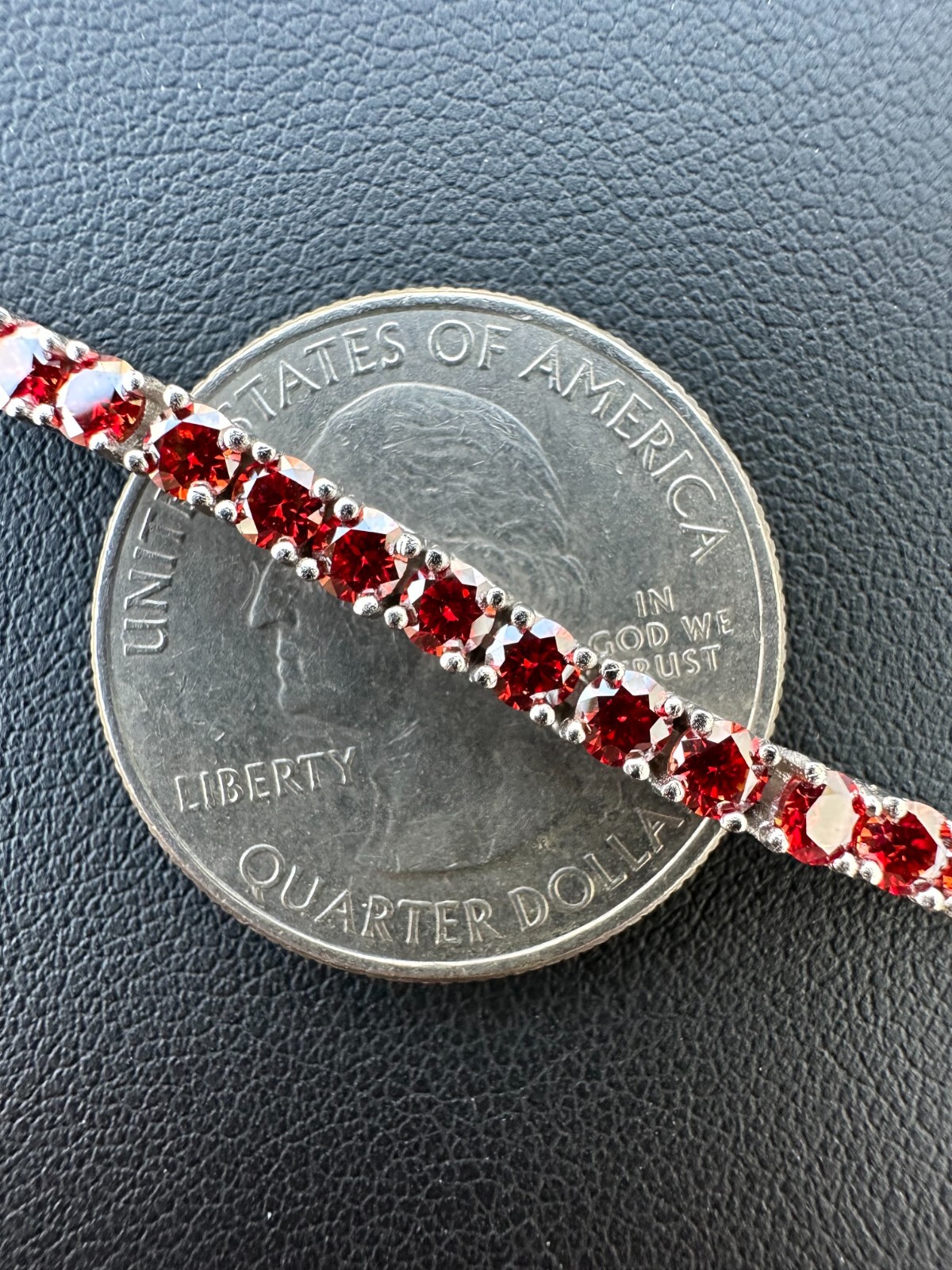 Real Iced Ruby Red MOISSANITE 3mm Tennis Bracelet 925 Silver Passes Tester