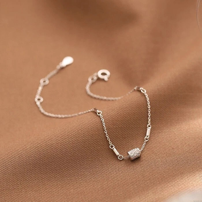 0.60 CT Round Cut Simulated Diamond Women’s Chain Bracelet 14k White Gold Plated