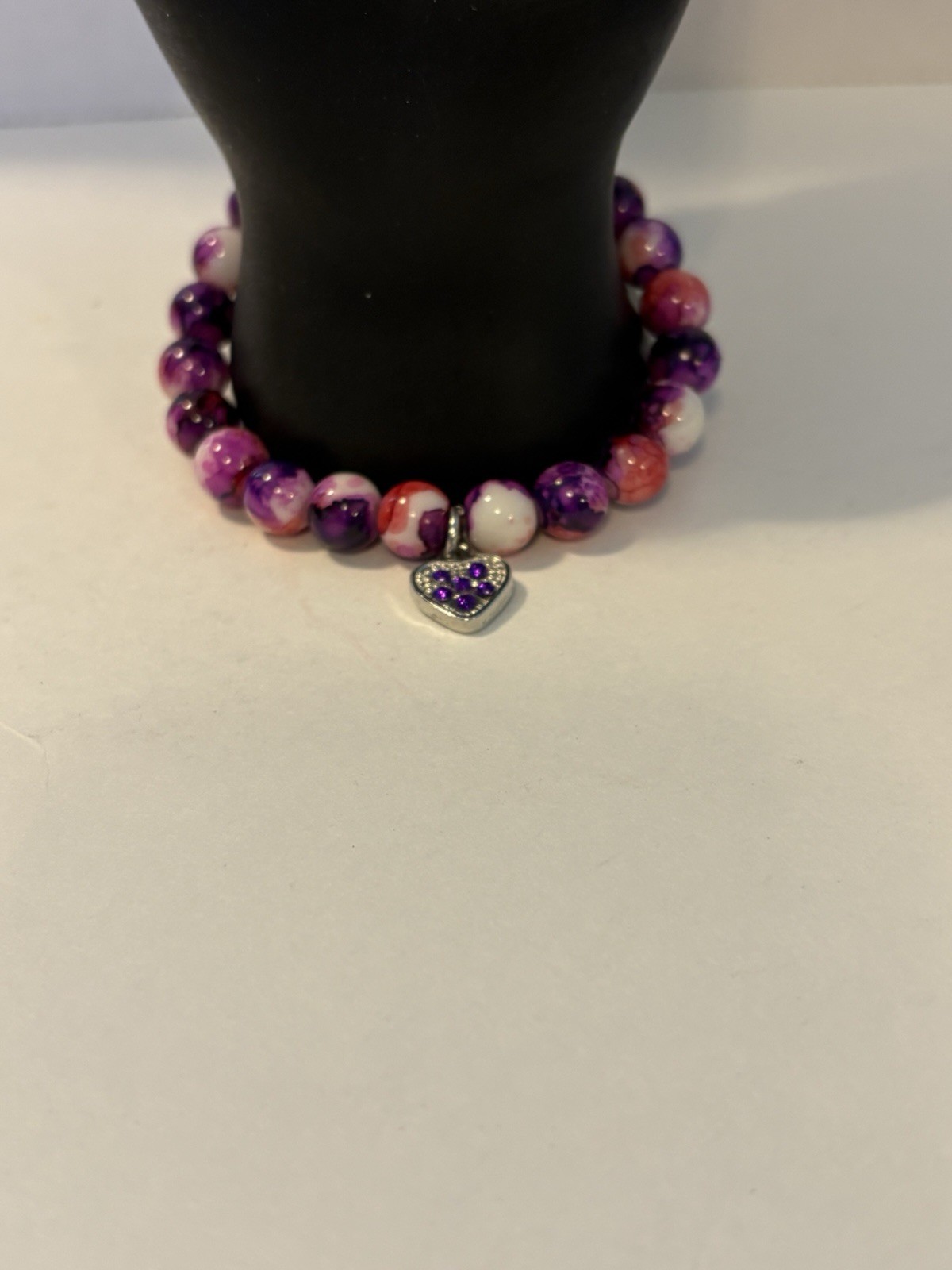 Heart Charm Bracelet Beaded Bracelet Stretch Bracelet Women Jewelry Birthday