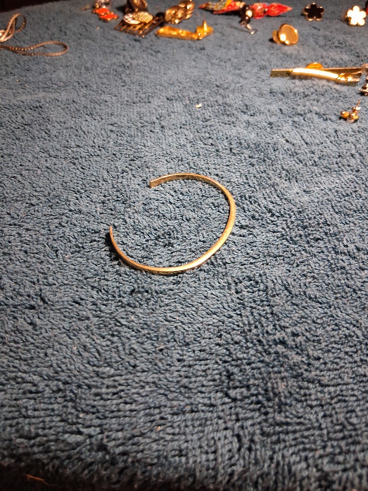 Avon Gold Tone Petite Open Cuff Bracelet Signed Minimalist Small Wrist