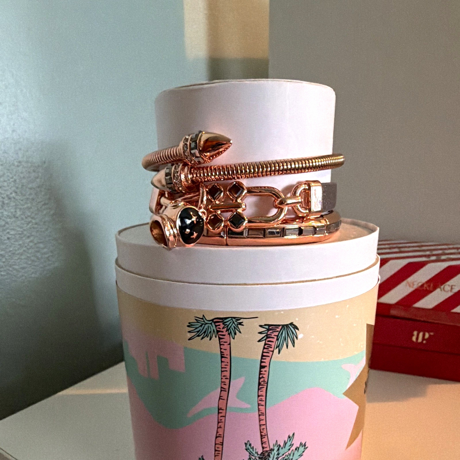 BP Summer stacks 2026 “cosmic commander” bracelet stack in rose gold plating