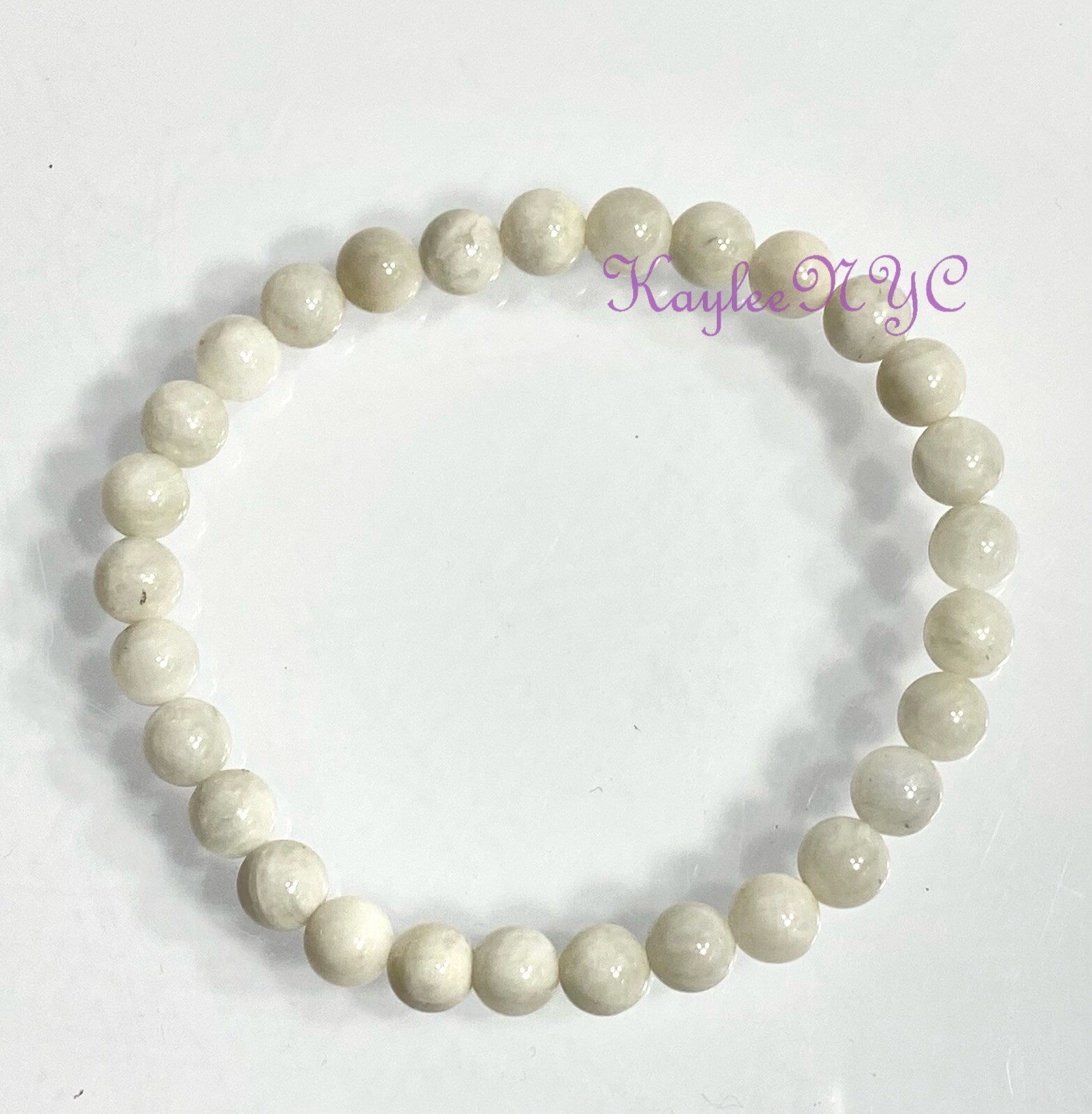 Wholesale 6 Pcs Natural moonstone 6mm 7.5” Crystal Stretch Bracelet
