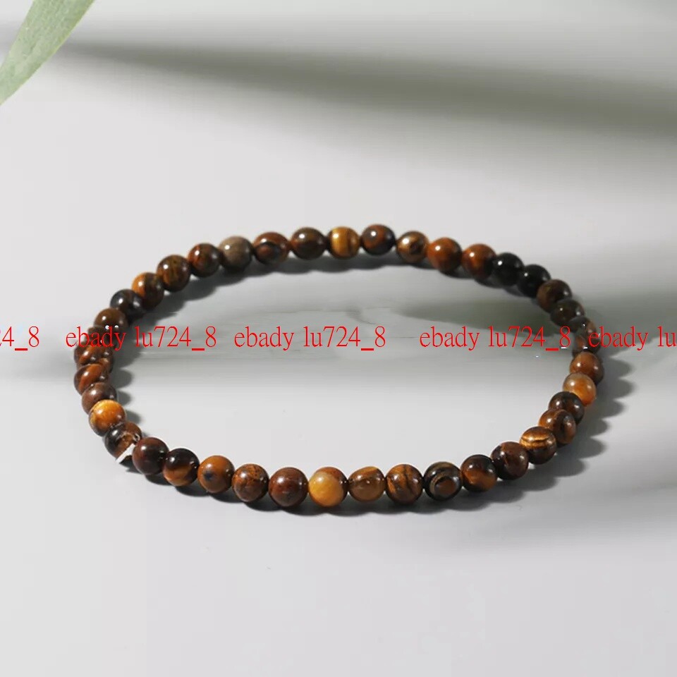 Lovely Fashion 4mm Yellow Tiger’s Eye Gemstone Round Beads Bracelet 7-9″