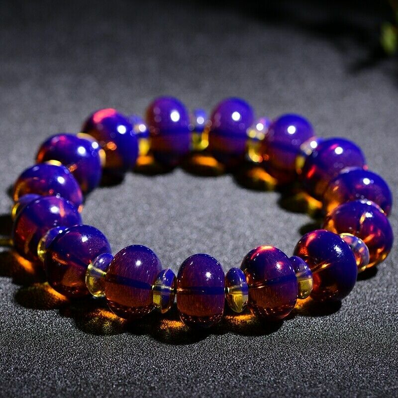 13mm Natural Blue Amber Mexico Woman Men Beads Bracelet Certificate AAAA