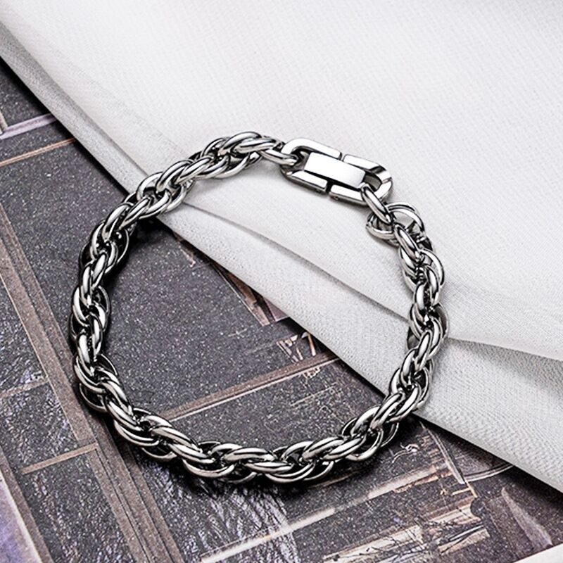 6/8/11mm Man Woman Stainless Steel Braided Rope Chain Bracelet Bangle Cuff
