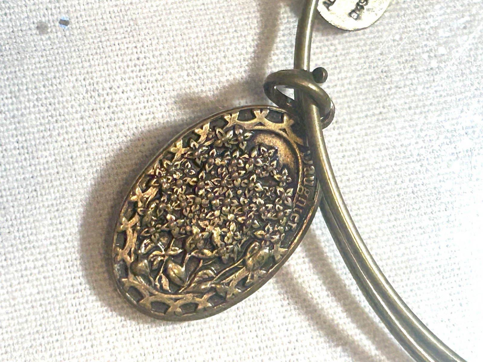 ALEX AND ANI Gold Tone Metal Charm Bangle Bracelet Oval Dangle Adjustable