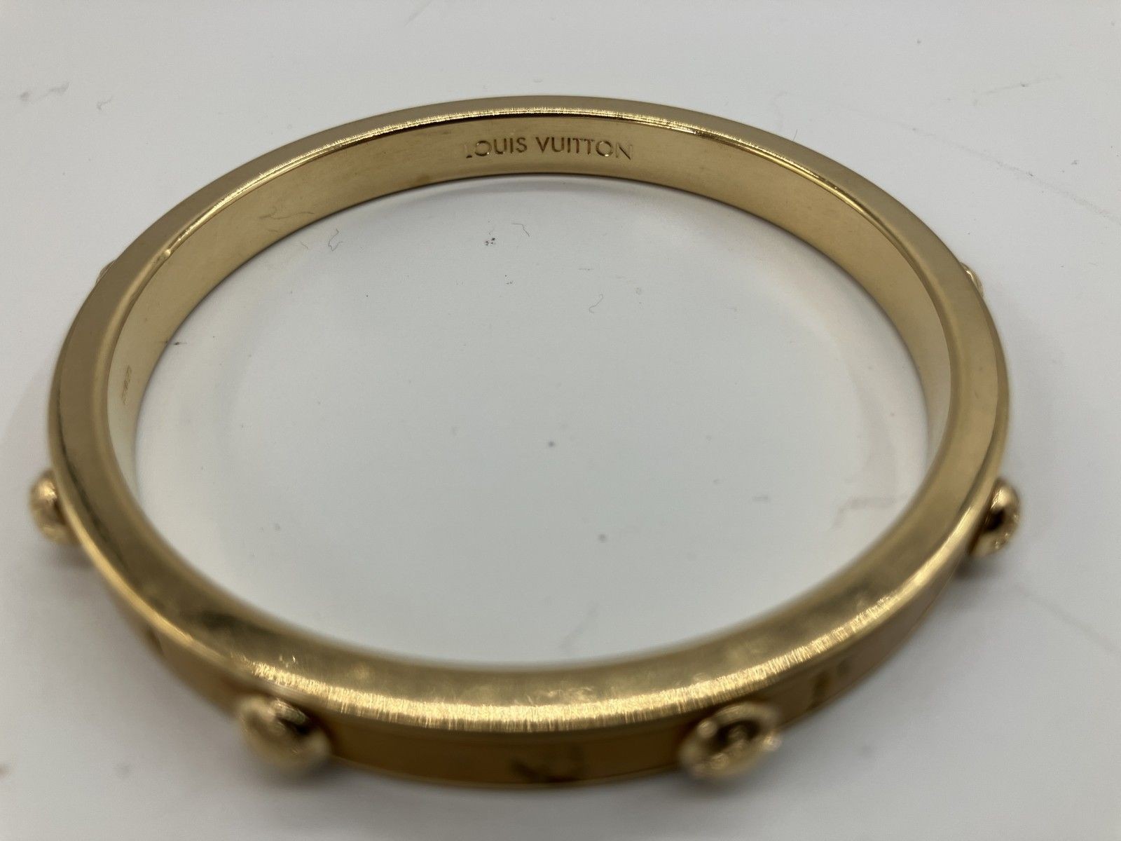 LOUIS VUITTON Louis Vuitton Bangle Bracelet Gold Yellow Studs Resin Vintage Size