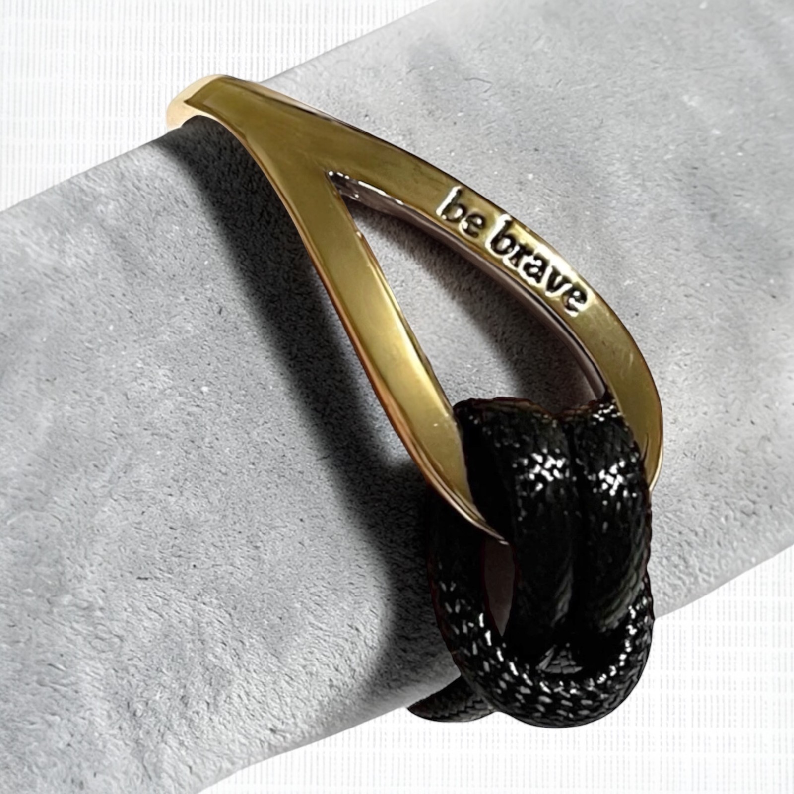 Be Brave Metal + Cord Bracelet Gold Tone Black Knot Casual Inspirational