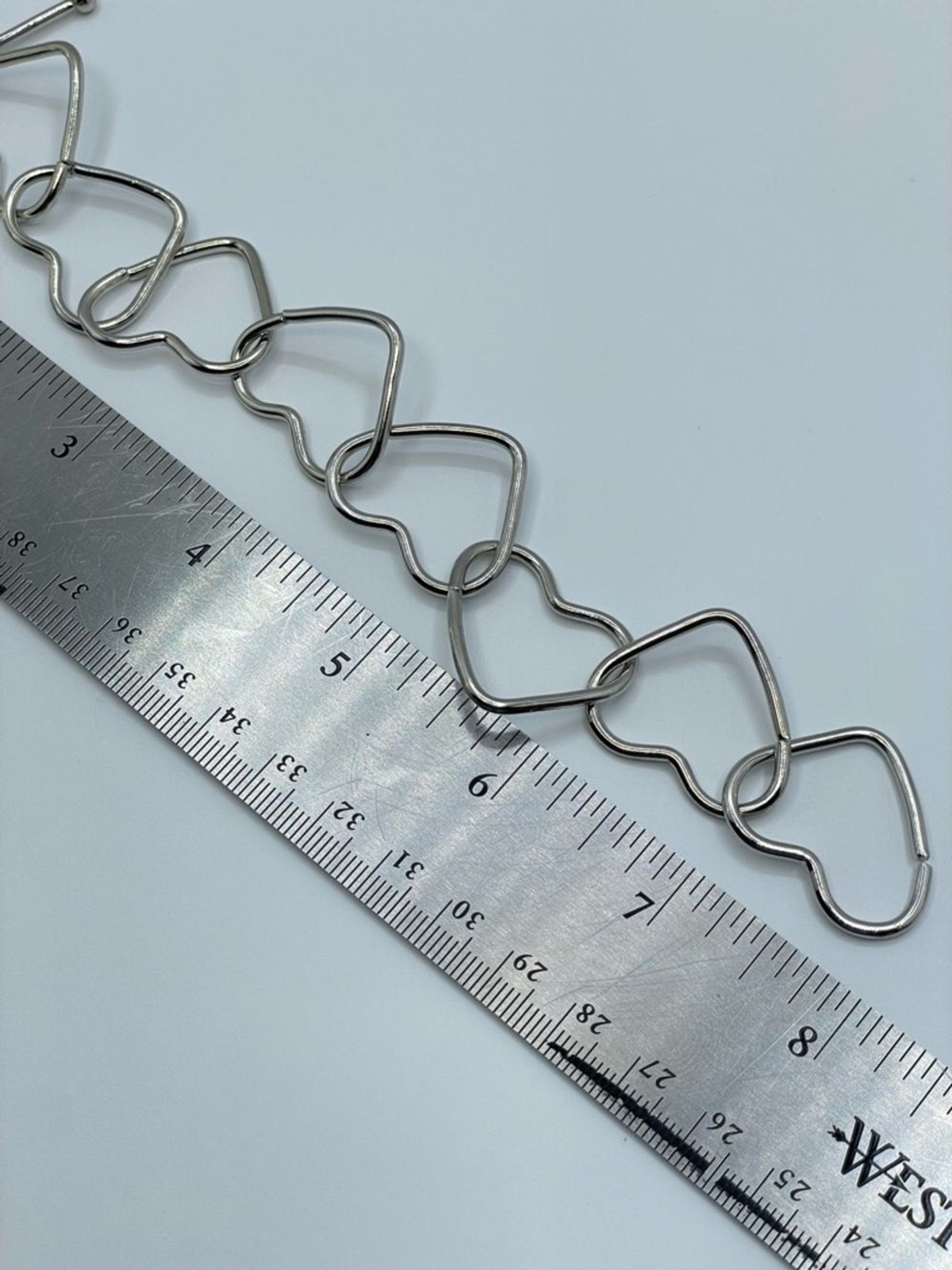 Silver Tone Heart Link Bracelet Modern Toggle Clasp