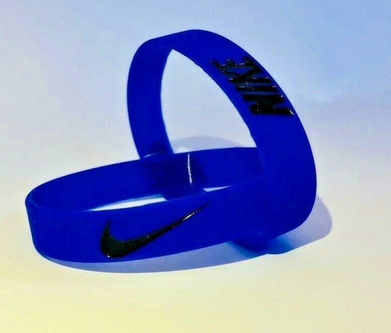 Nike Baller Band Silicone Rubber Bracelet Royal Blue Black AF1 BLUE SB BUBBLES