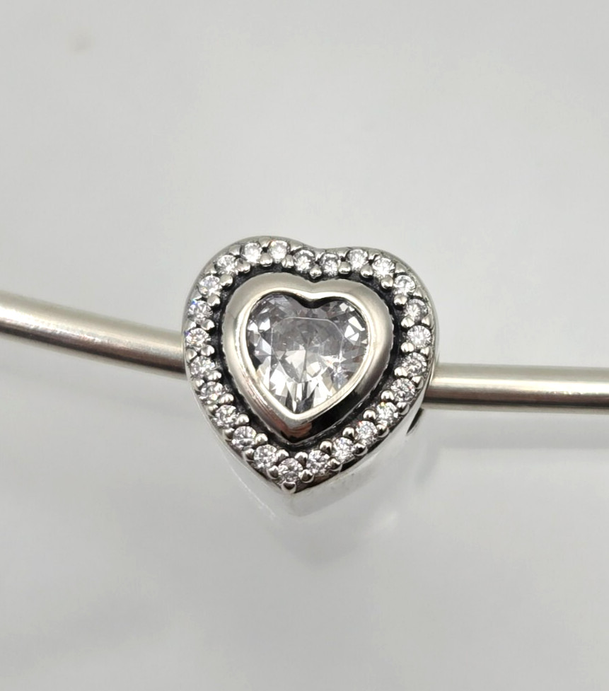 Authentic Pandora Sparkling Retired Silver Clear CZ Sparkle Moment silver Charm