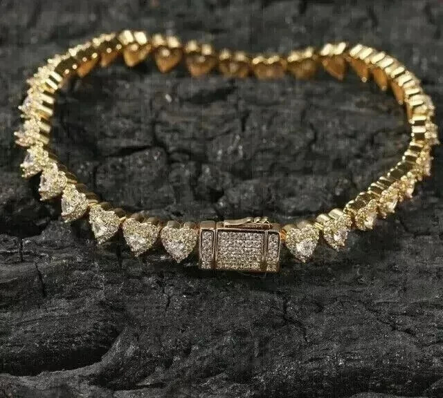 12 Ct Simulated Diamond Anniversary Women Tennis Bracelet 14K Yellow Gold Finish