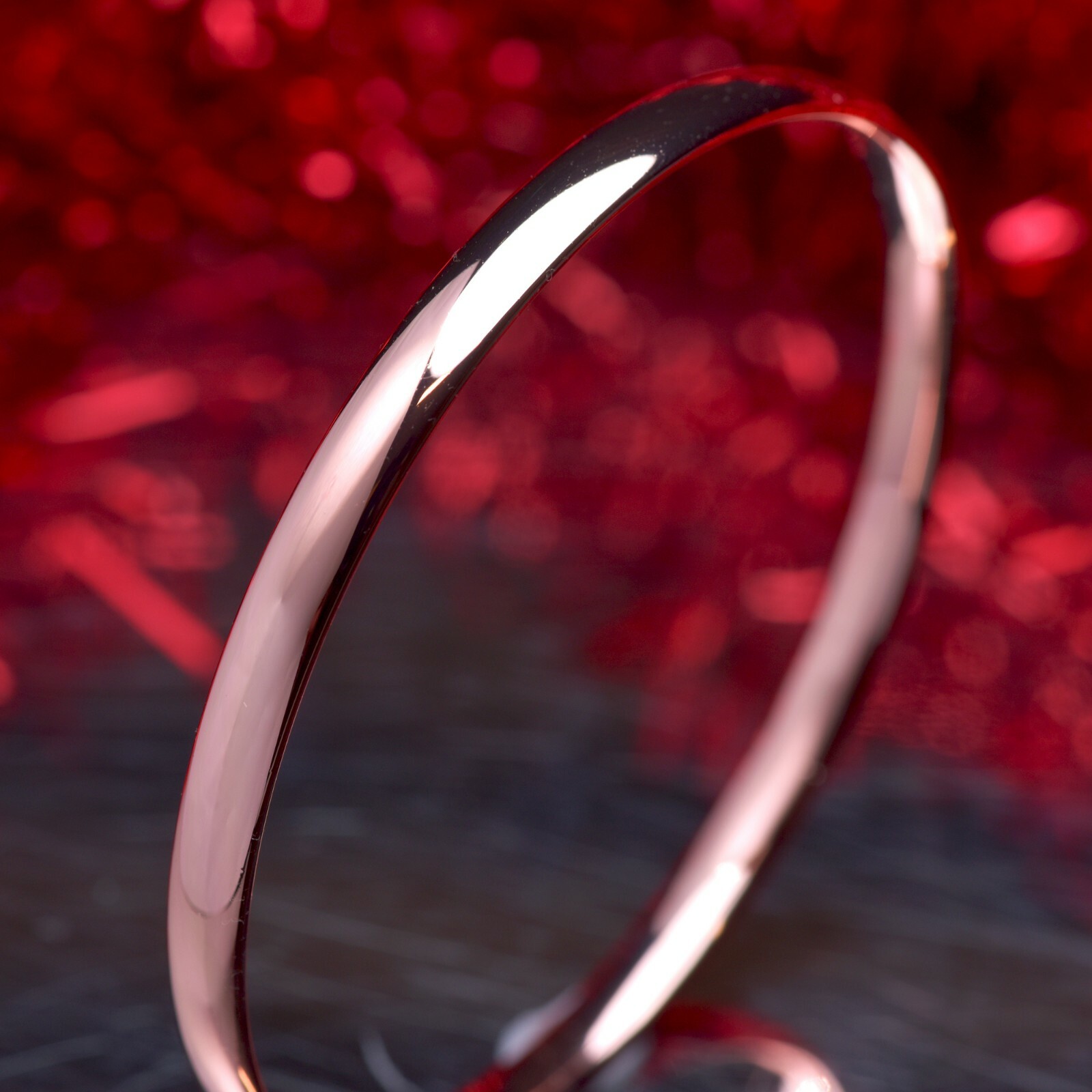 18K 18CT ROSE GOLD FILLED SLIP ON SOLID BANGLE LADY WOMENS SHINING BRACELET 6MM