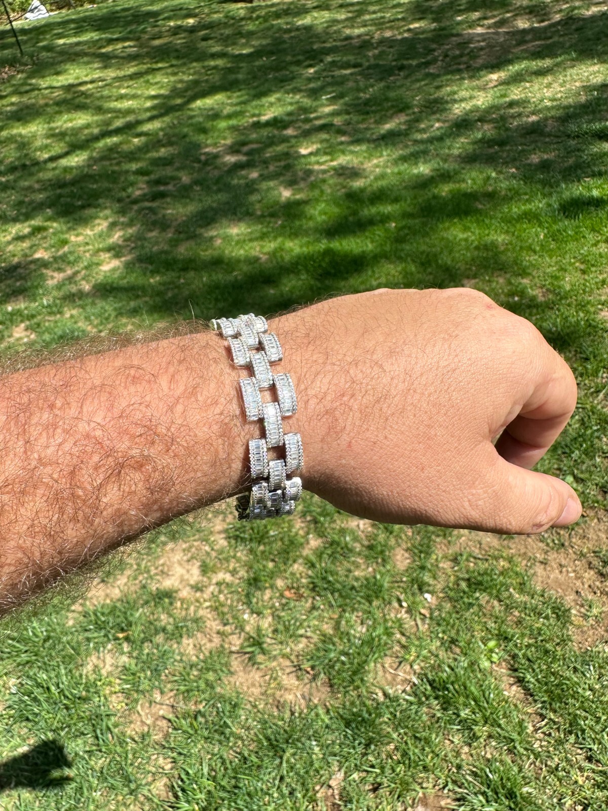 MOISSANITE Baguette 14mm Mens Iced Panther Link Presidential Bracelet Hip Hop