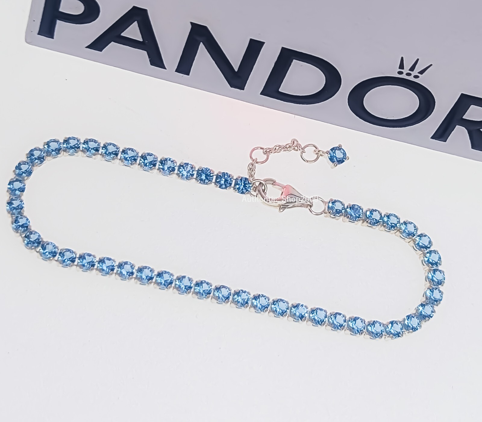 New 100% Authentic PANDORA 925 Ale Sparkling Lite Blue Tennis Bracelet 591469C03
