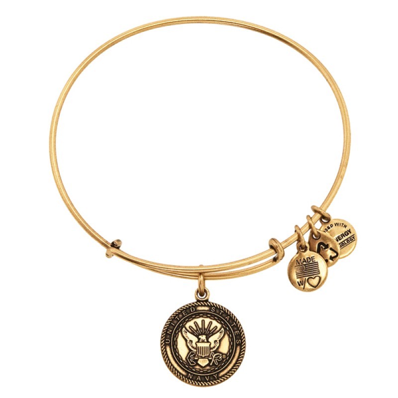 NEW Alex and Ani United States NAVY Charm Bangle Bracelet Rafaelian Gold NWT