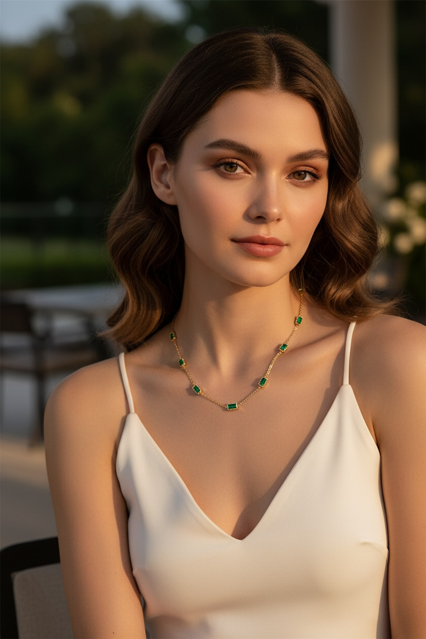 Baguette Bracelet – Dainty Emerald Cut Emerald Bracelet – May Birthstone Gold Je