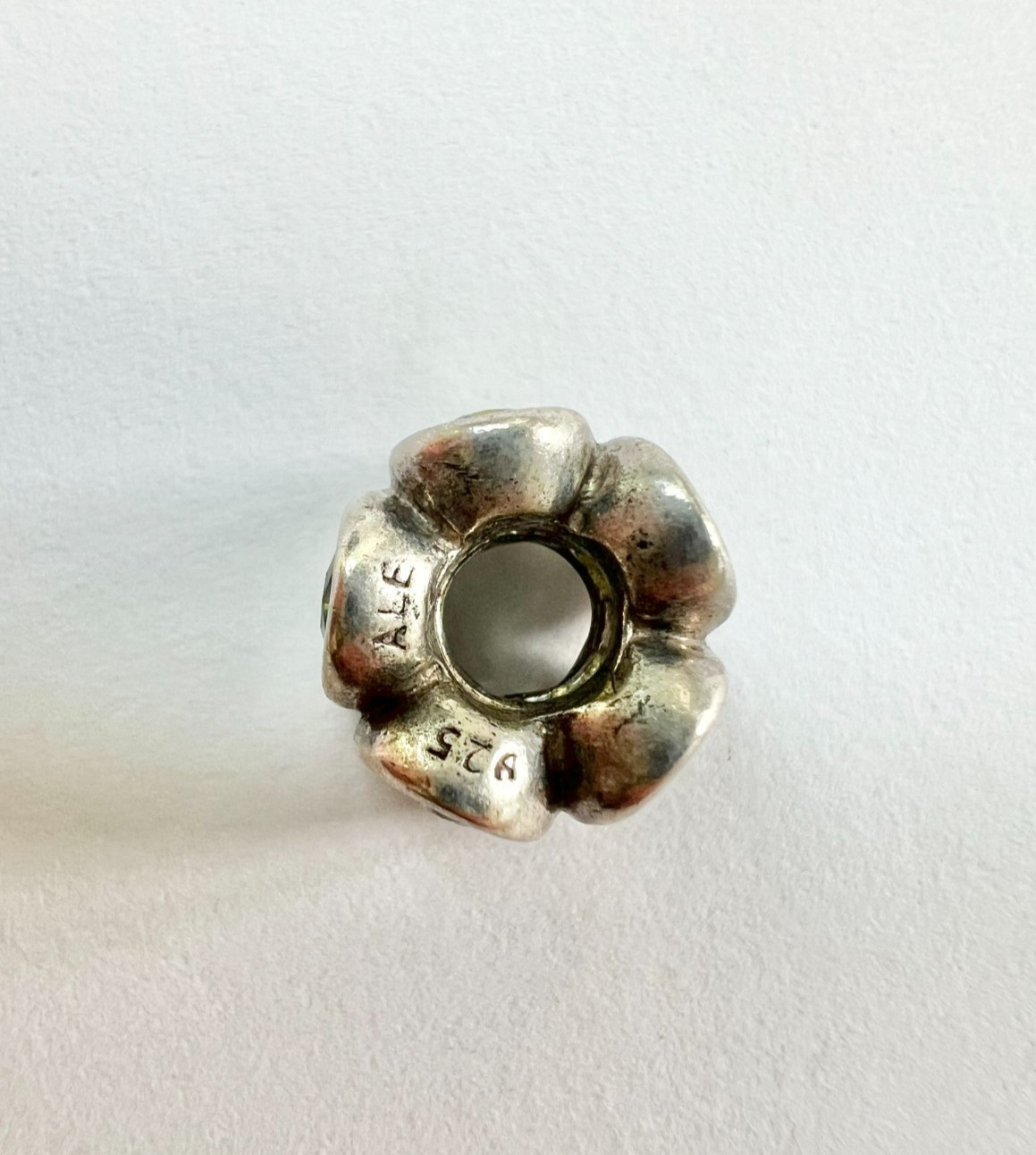 Pandora Green Oval Lights Charm 790311GCZ Retired Sterling Silver Green CZ ALE