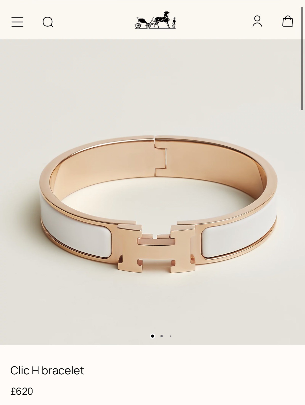 Hermes H Clic Clac Bracelet White and Rose Gold