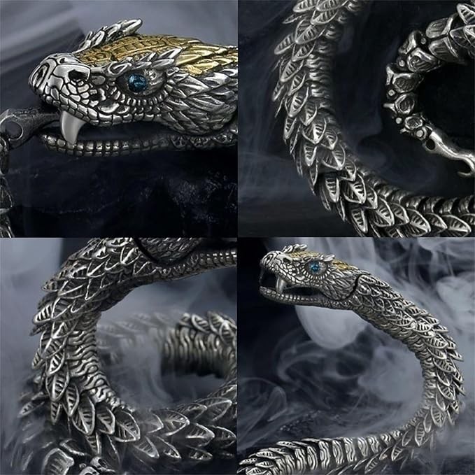 Nordic Vintage Ouroboros Snake Men Bracelet Retro Copper Viking Amulet Hip Gothi