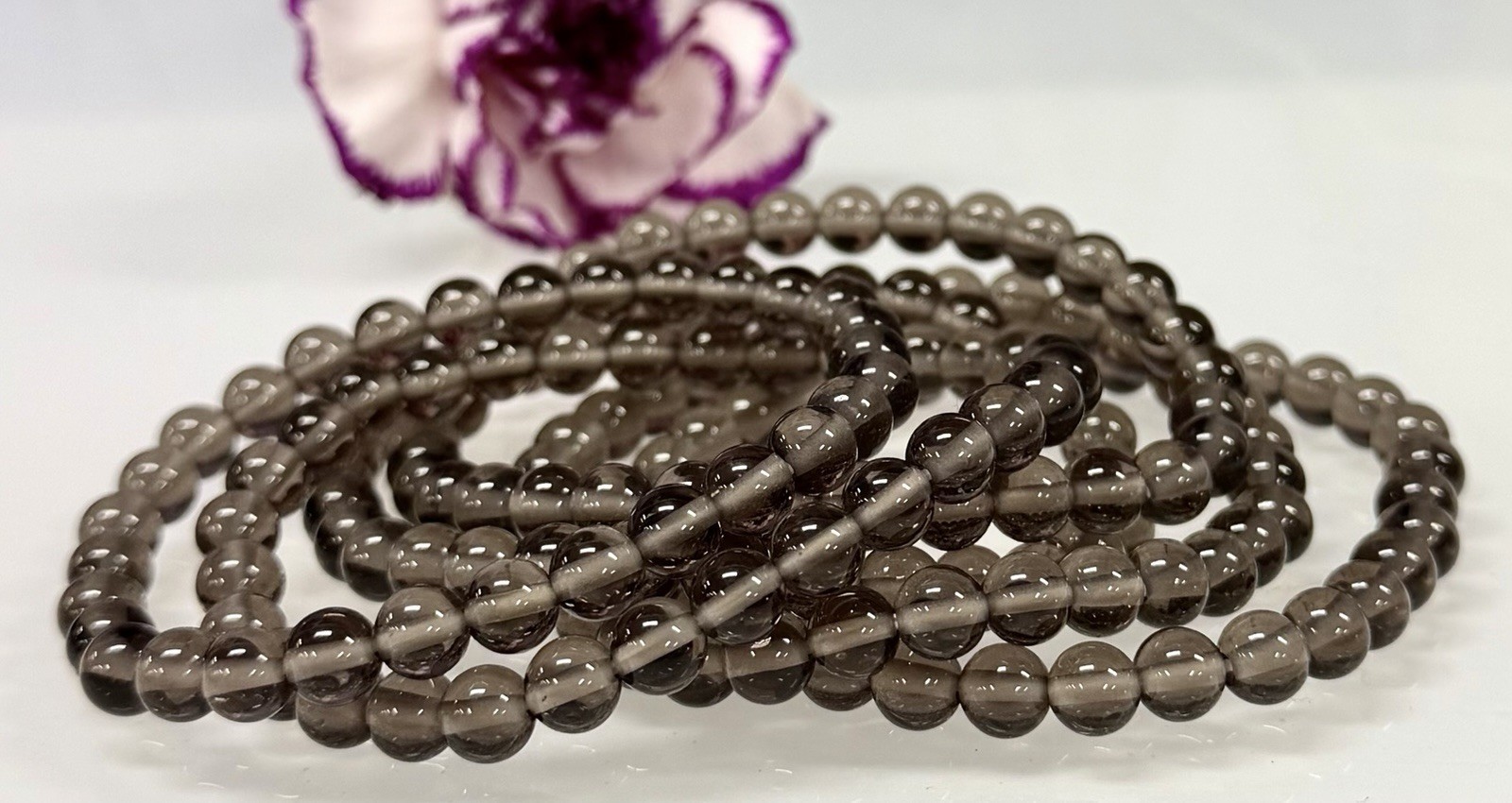 Wholesale Lot 6 Pcs Ice Obsidian 6mm 7.5” Crystal Healing Stretch Bracelet