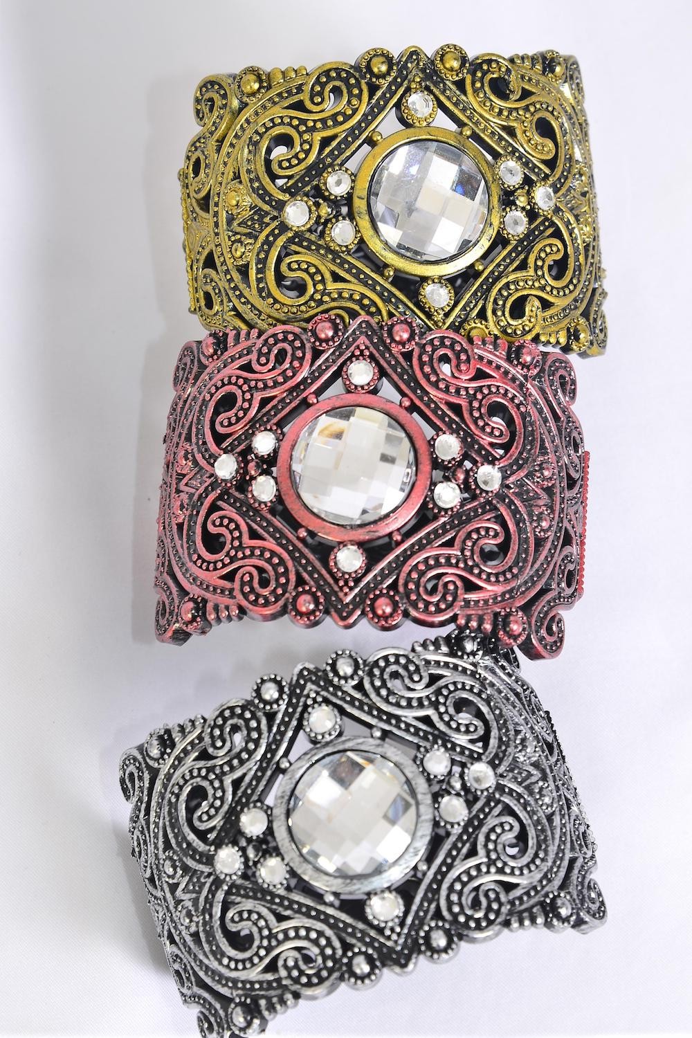6 Bangle Bracelets NEON Set Hinged Bright Colors Cuffs Shiny Happy Acrylic