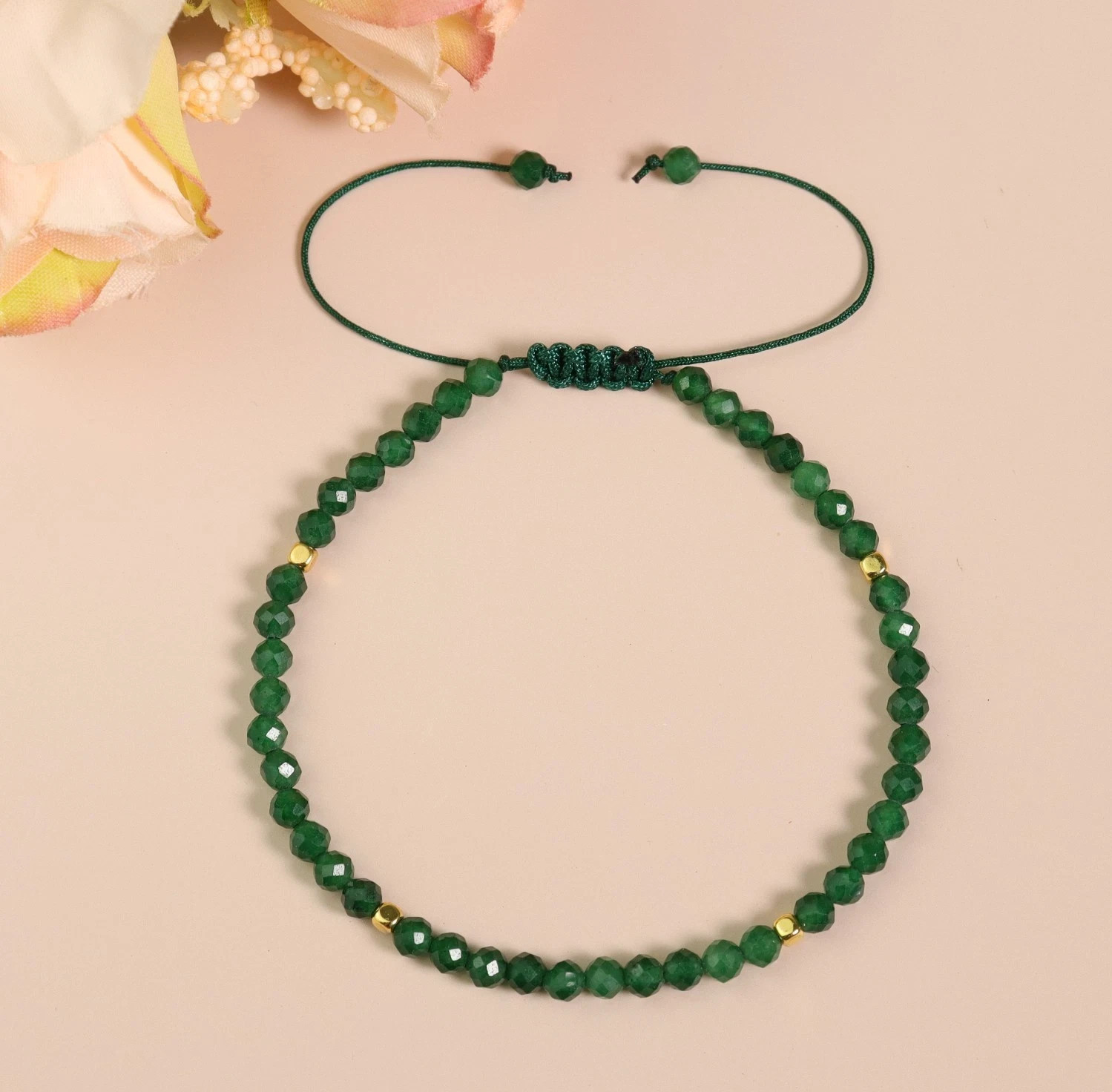 Green Emerald Stone Bracelet 3mm Beaded Gemstone Women Men Bracelet Handmade