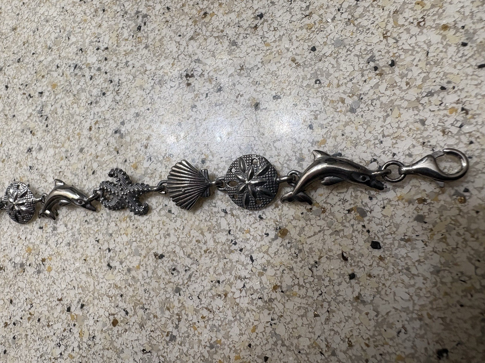 Ross-Simons Silver Sea Life Dangle Charm Cable Chain Bracelet Lobster 7 in
