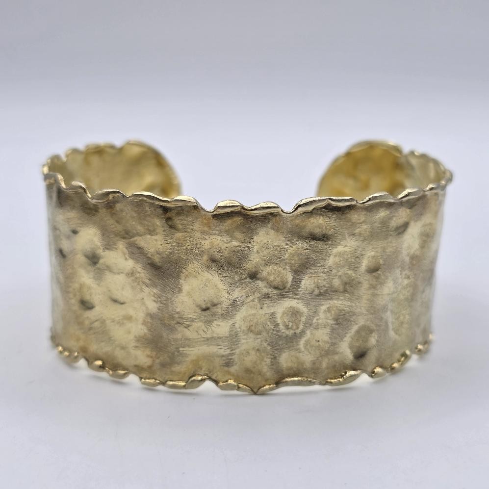 Rivka Friedman Brazil 18K Yellow Gold Plated Flexible Hammered Cuff Bracelet