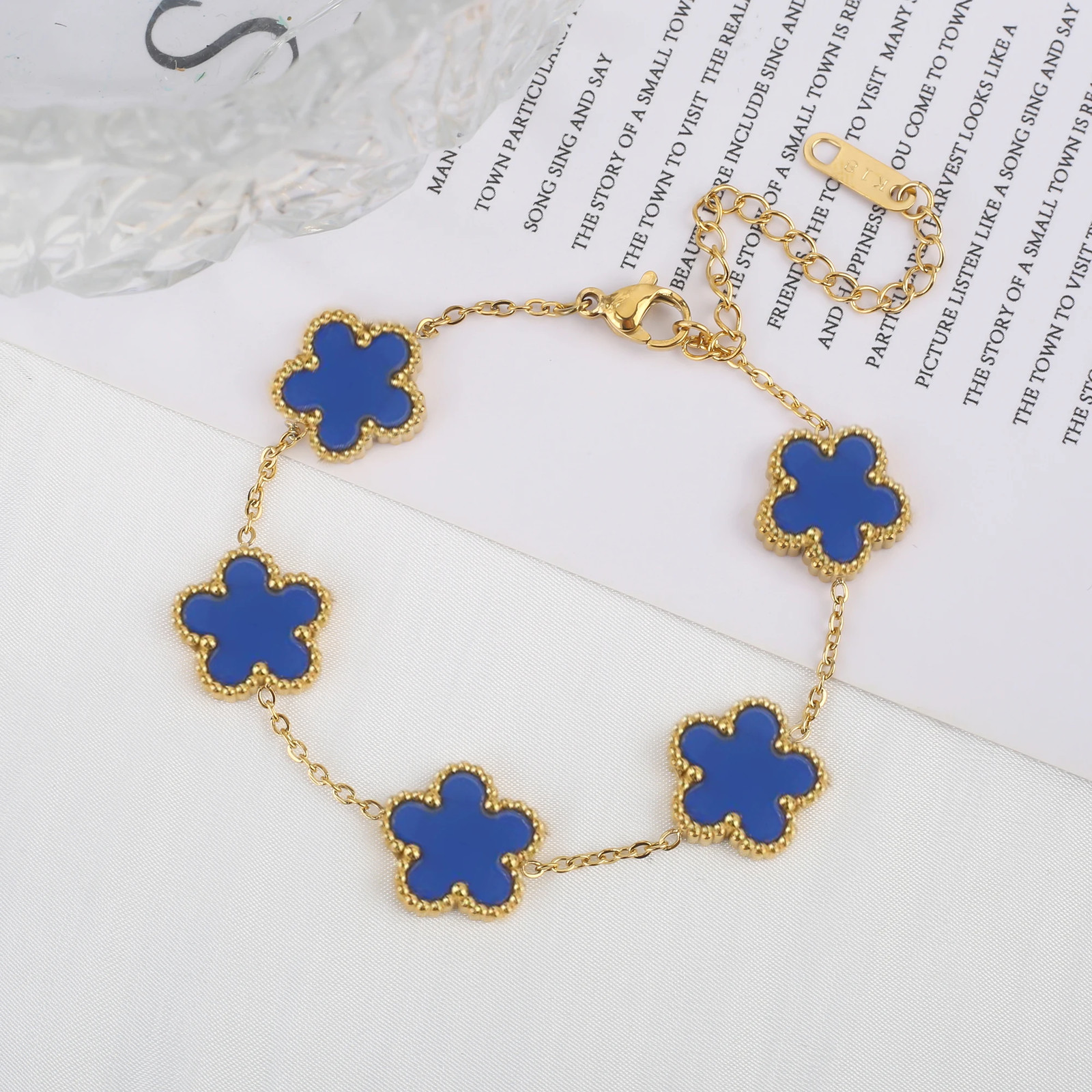 Classic Stainless Steel Hot Selling Golden Clover Adjustable Bracelet Luxury