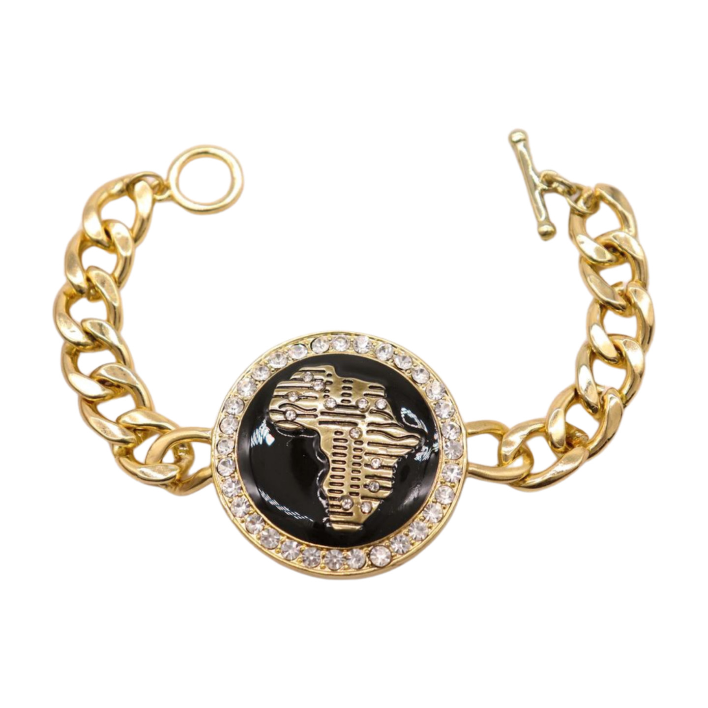 Women Hip Hop Fashion Jewelry Bracelet Gold Metal Chain Africa Continent Charm