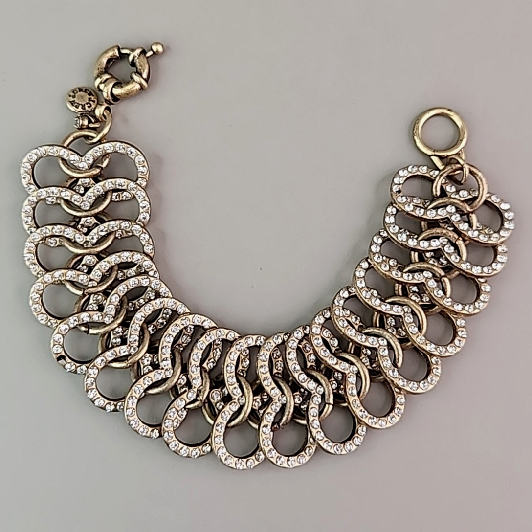 J Crew Linked Bracelet Figure 8 Clear Rhinestones 6.5″