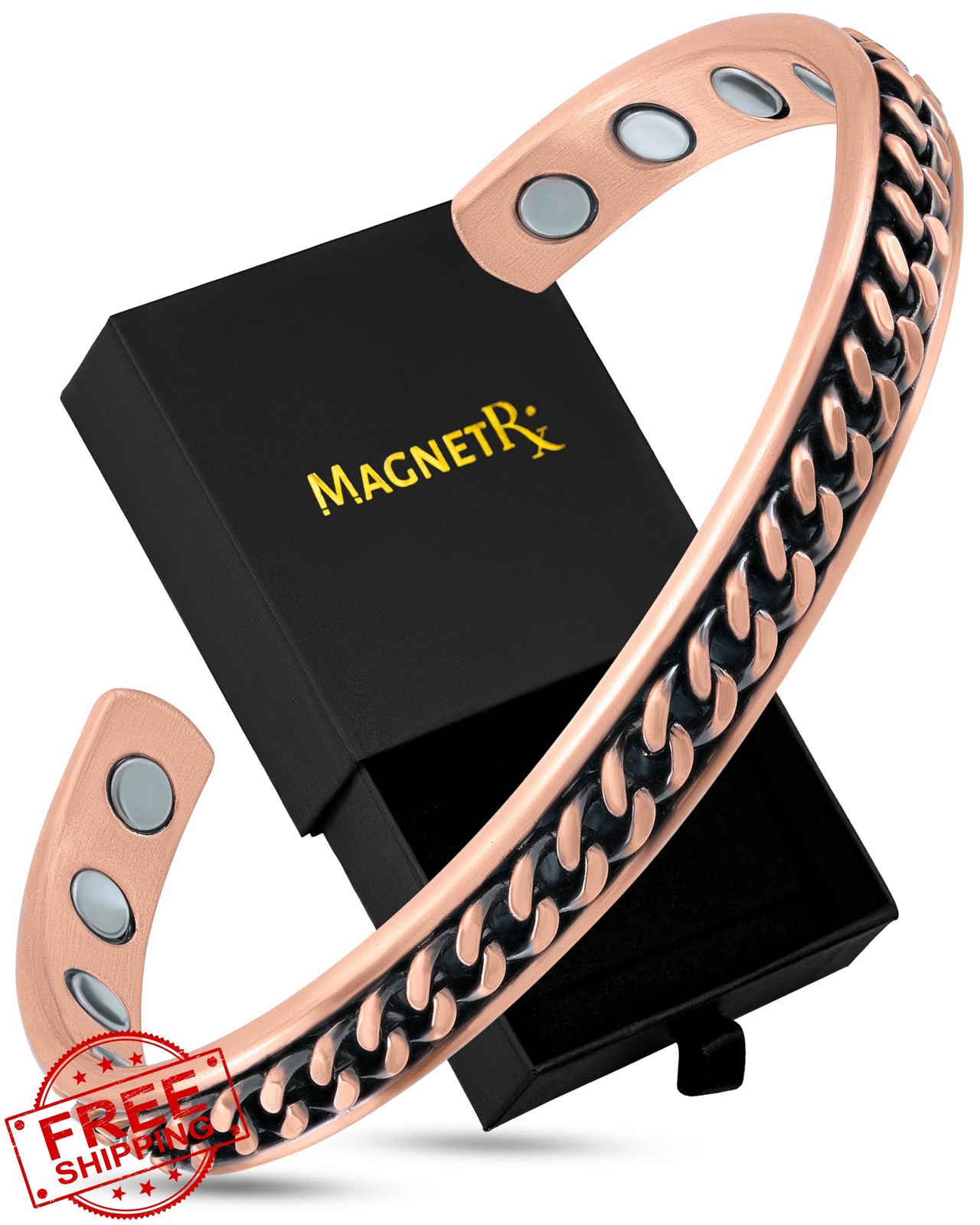 MagnetRX Copper Curb Chain Inlay Bracelet