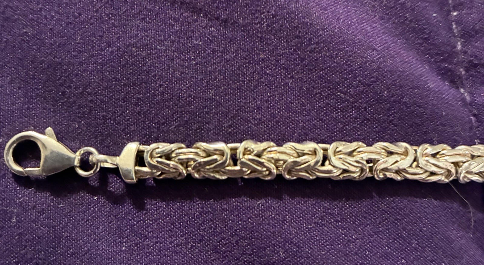 Sterling Silver Byzantine Chain Bracelet, Lobster Clasp, 8 in, Metal, No Stone