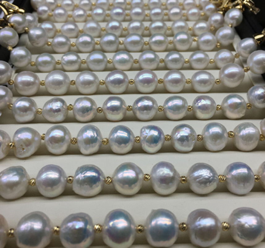 Huge 12-13mm Natural South Sea White Baroque Edison Pearl Bracelet 7.5-8 inch