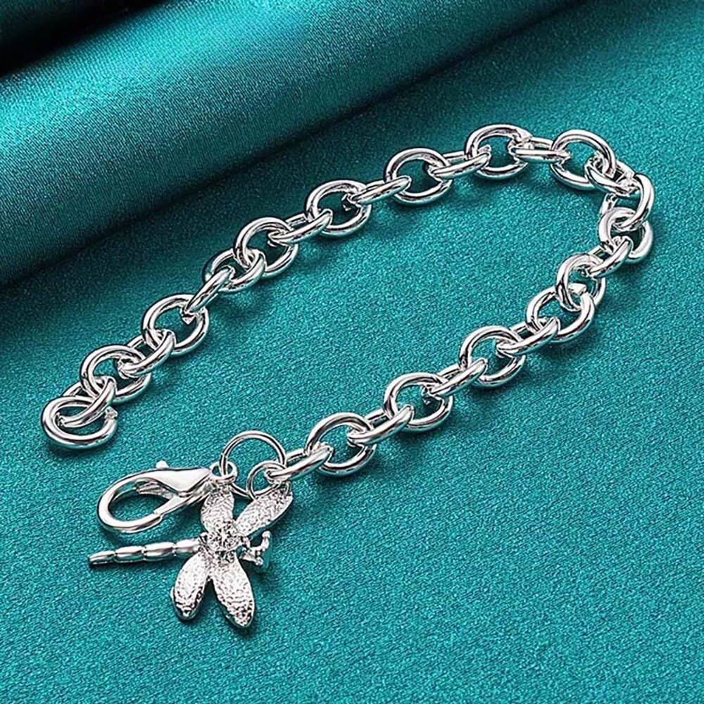 925 Sterling Silver Dragonfly Gift Bracelet for Women – Zircon Pendant Jewelry