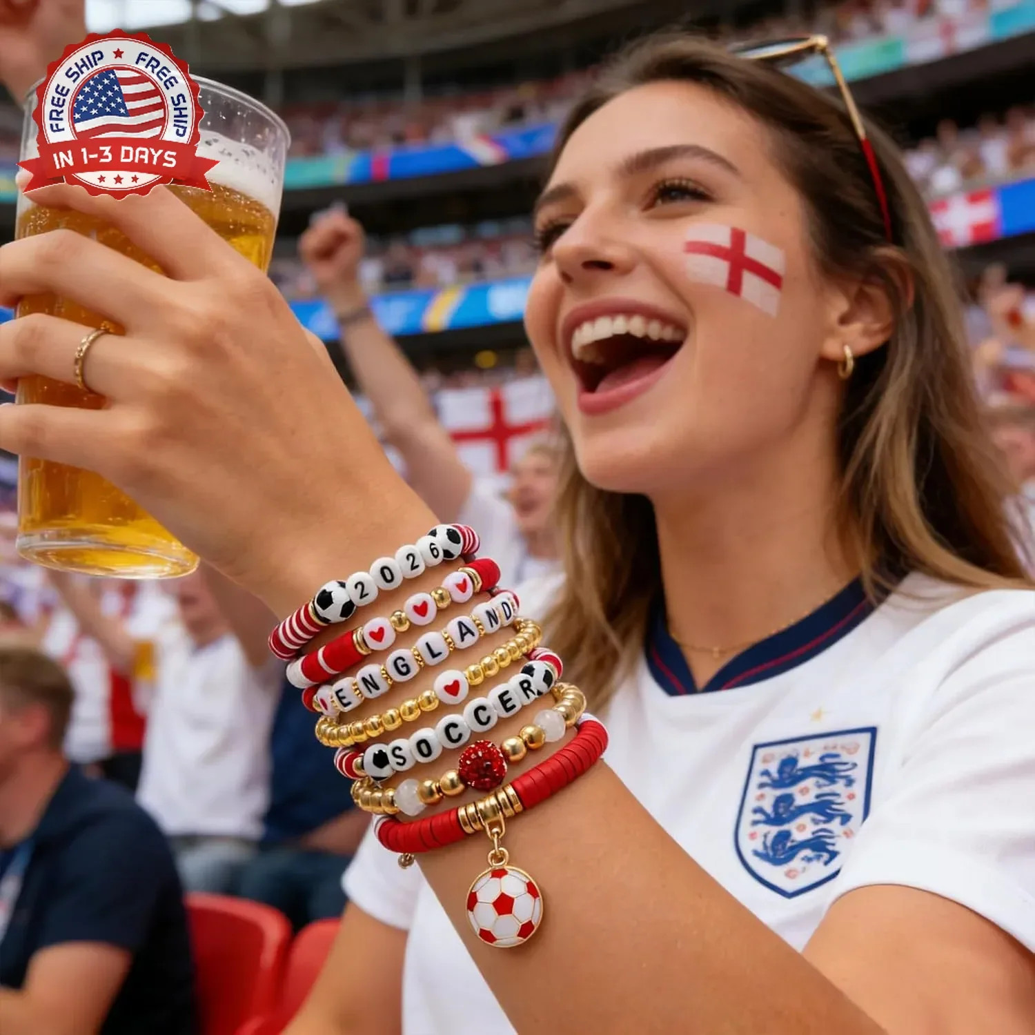 Soccer Bracelets for Women Men,Match Day Team Pride Accessories for 2026 Soccer