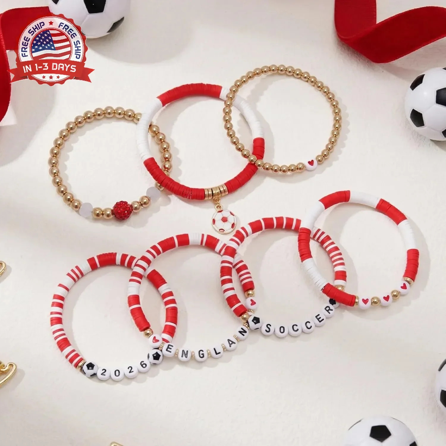 Soccer Bracelets for Women Men,Match Day Team Pride Accessories for 2026 Soccer