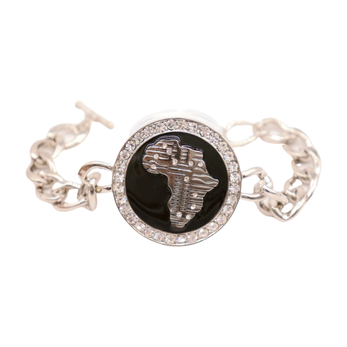 Women Fashion Jewelry Silver Metal Chain Bracelet Africa Continent Bling Charm