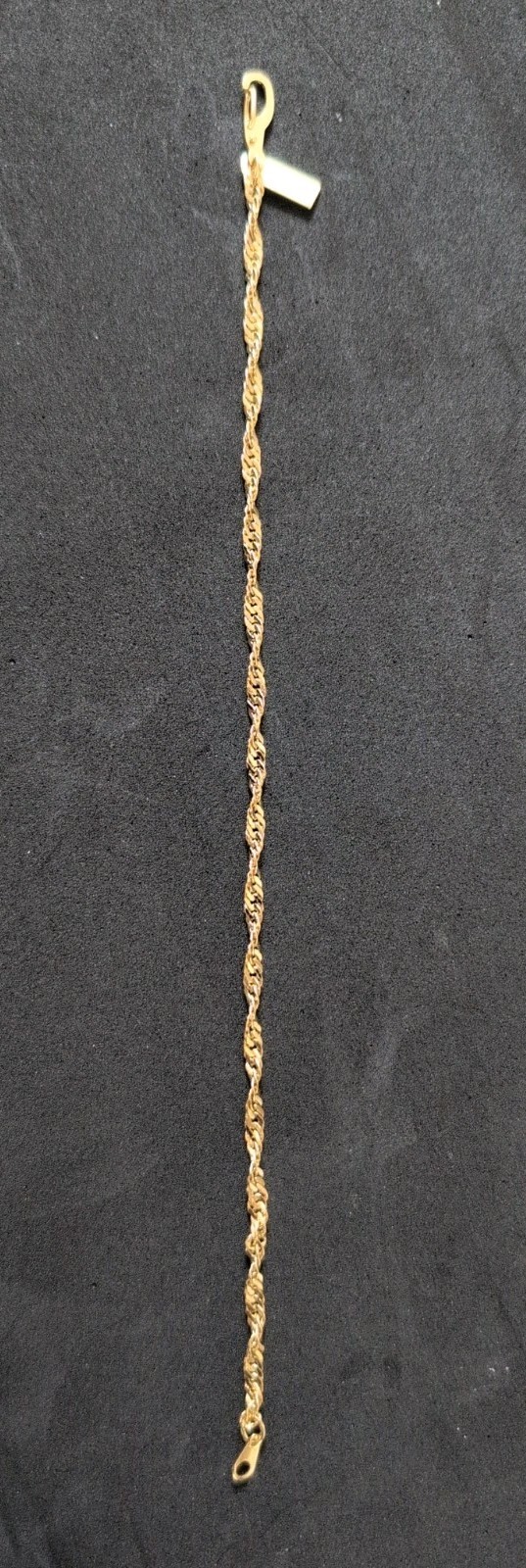 3mm 18k Gold Plated Half Rope Twist Chain Bracelet 7.5 Inch Push Lock Enclosure