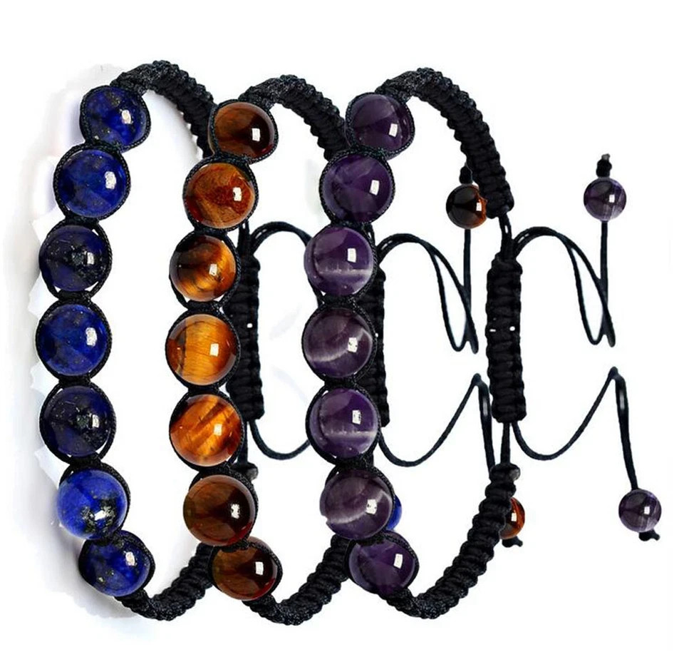 7 Chakra Healing Balance Beaded Bracelets Braided Stone Yoga Reiki Prayer Bangle