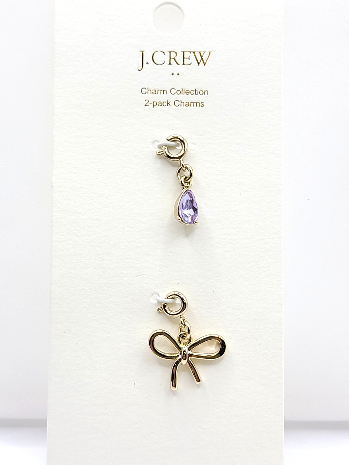 J. Crew Bow and Gem Charms Set-of-two Gold tone