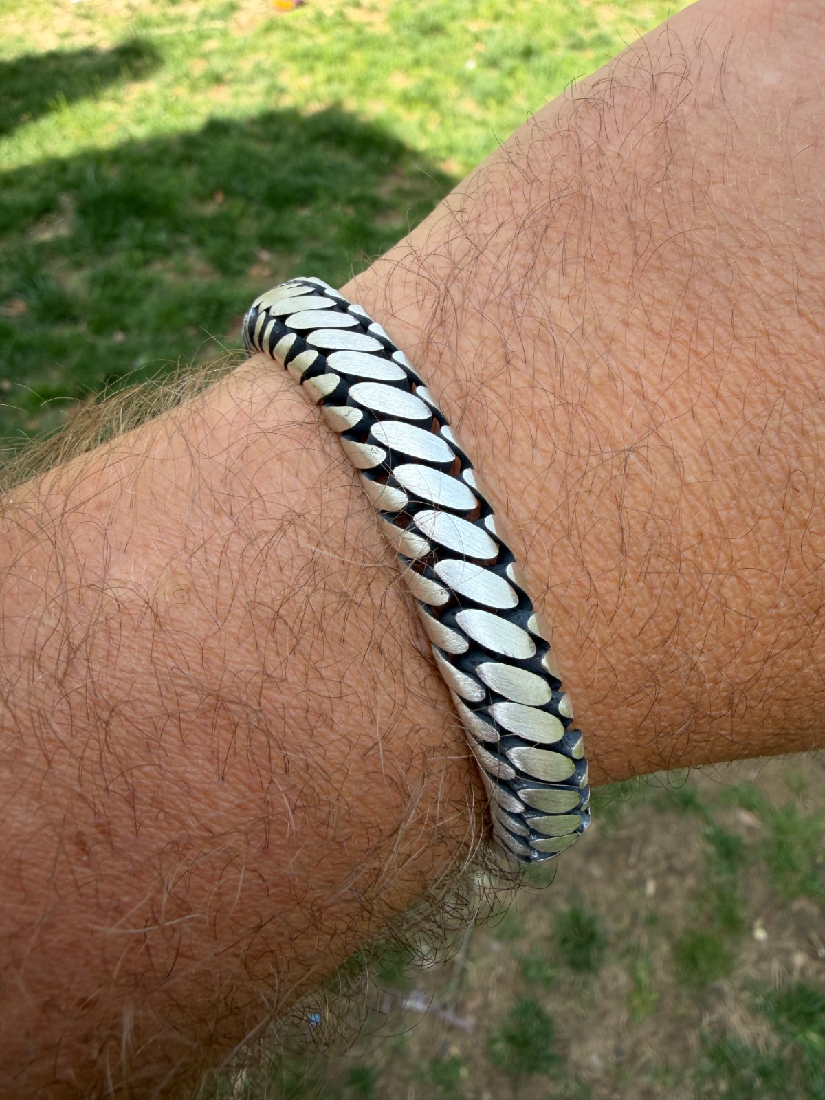 Custom 3 Link Miami Cuban Python Bracelet 12mm Real 925 Silver Oxidized Finish