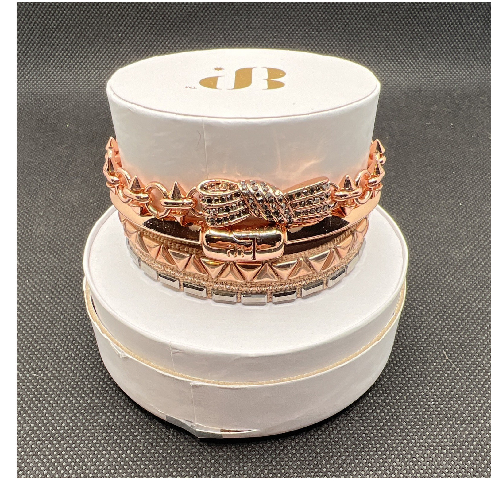 BP Rose Gold Plated Bow Stackable Bracelet Set Lab-Created Stones ST32138(1011)